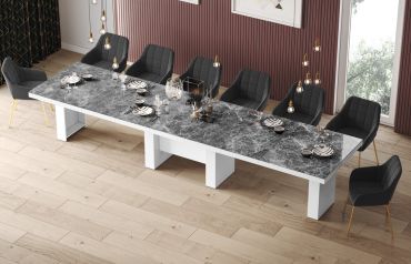 Stół rozkładany LARGO 160 - Venatino dark (Marmur / Biały)
